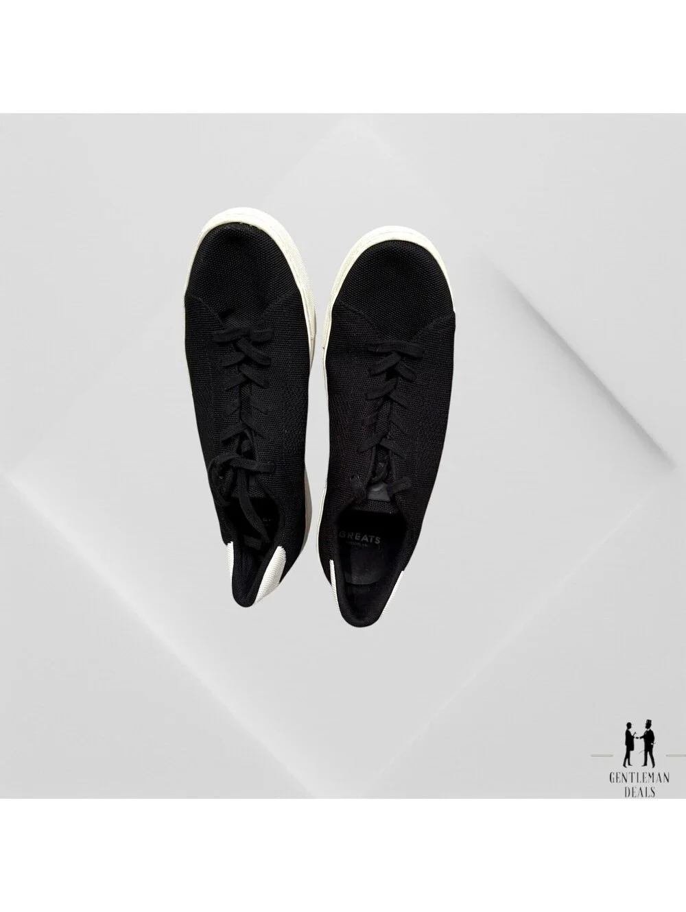Greats Brooklyn Men’s Royale Knit Sneakers Shoes Black White Lace Up Low Top 12